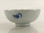 Antique Japanese Koimari Bowl Hachi Blue Sometsuke Leaves Flower Wavy Edge PY350