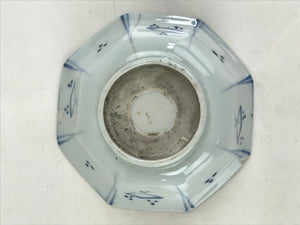 Antique Japanese Koimari Bowl Hachi Blue Sometsuke White Paint Flower Bird PY348