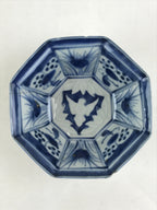 Antique Japanese Koimari Bowl Hachi Blue Sometsuke White Paint Flower Bird PY348