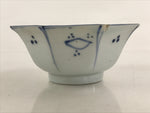 Antique Japanese Koimari Bowl Hachi Blue Sometsuke White Paint Flower Bird PY348