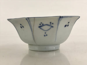 Antique Japanese Koimari Bowl Hachi Blue Sometsuke White Paint Flower Bird PY348