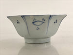 Antique Japanese Koimari Bowl Hachi Blue Sometsuke White Paint Flower Bird PY348