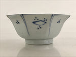 Antique Japanese Koimari Bowl Hachi Blue Sometsuke White Paint Flower Bird PY348