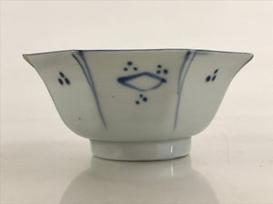 Antique Japanese Koimari Bowl Hachi Blue Sometsuke White Paint Flower Bird PY348