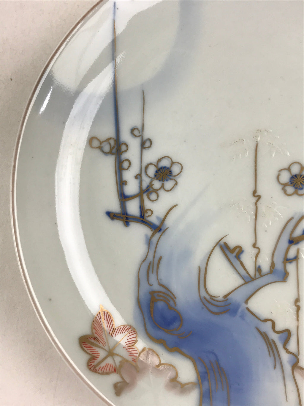 Antique Japanese Koimari Imari Plate Plum Blossom Nightingale Kozara Gold PY357