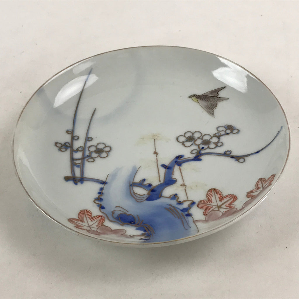 Antique Japanese Koimari Imari Plate Plum Blossom Nightingale Kozara Gold PY363