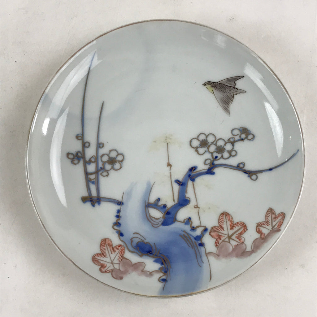 Antique Japanese Koimari Imari Plate Plum Blossom Nightingale Kozara Gold PY363