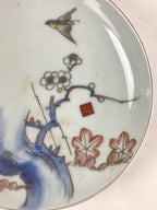 Antique Japanese Koimari Imari Plate Plum Blossom Nightingale Kozara Gold PY364
