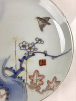 Antique Japanese Koimari Imari Plate Plum Blossom Nightingale Kozara Gold PY371