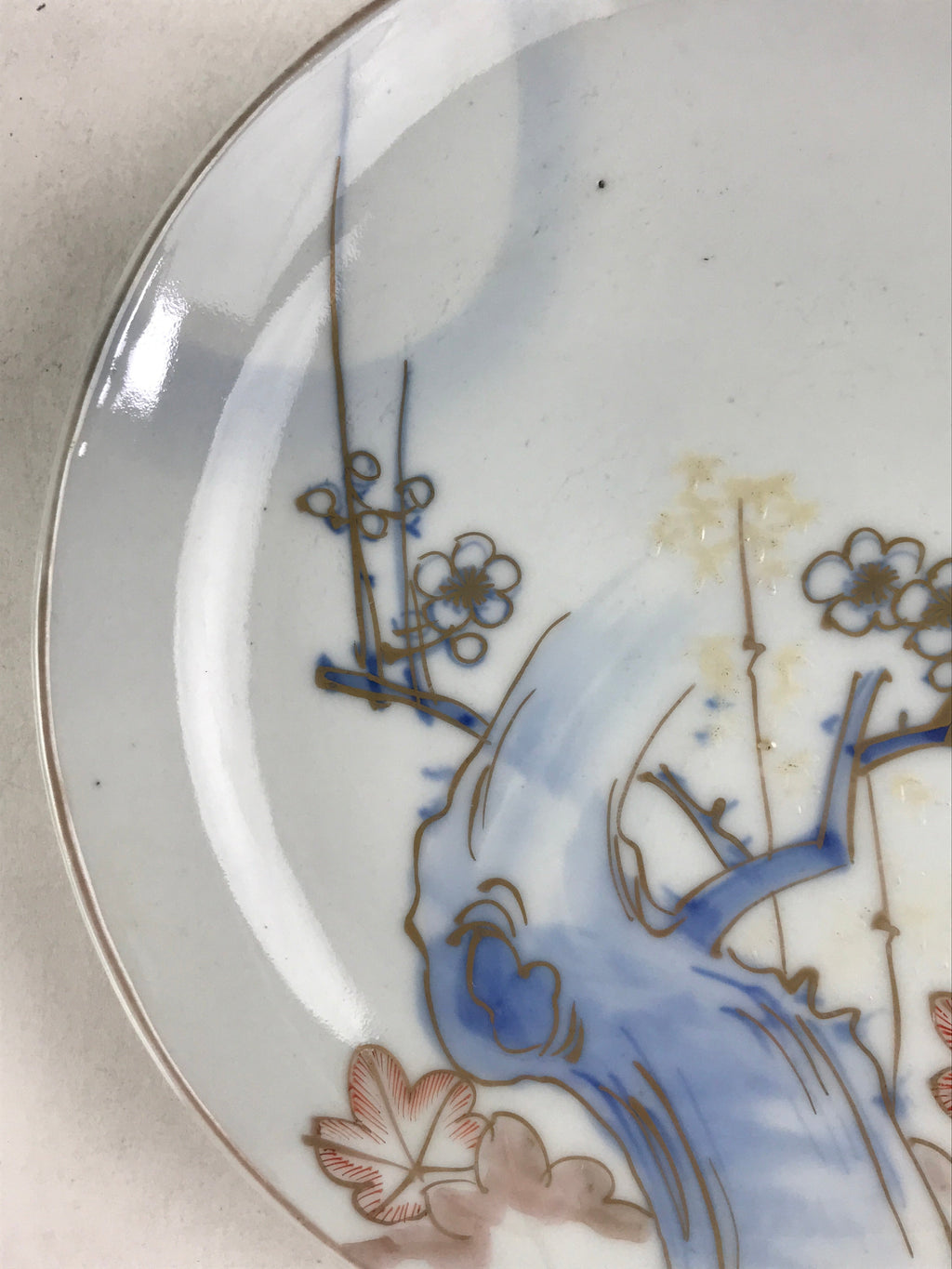 Antique Japanese Koimari Imari Plate Plum Blossom Nightingale Kozara Gold PY374