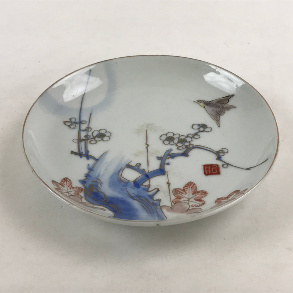 Antique Japanese Koimari Imari Plate Plum Blossom Nightingale Kozara Gold PY379