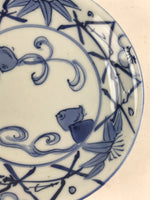Antique Japanese Koimari Porcelain Plate Blue Sometsuke Flower Bird Kozara PY347