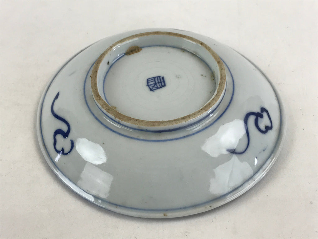 Antique Japanese Koimari Porcelain Plate Blue Sometsuke Flower Bird Kozara PY347