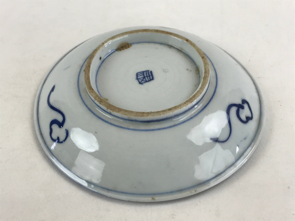 Antique Japanese Koimari Porcelain Plate Blue Sometsuke Flower Bird Kozara PY347