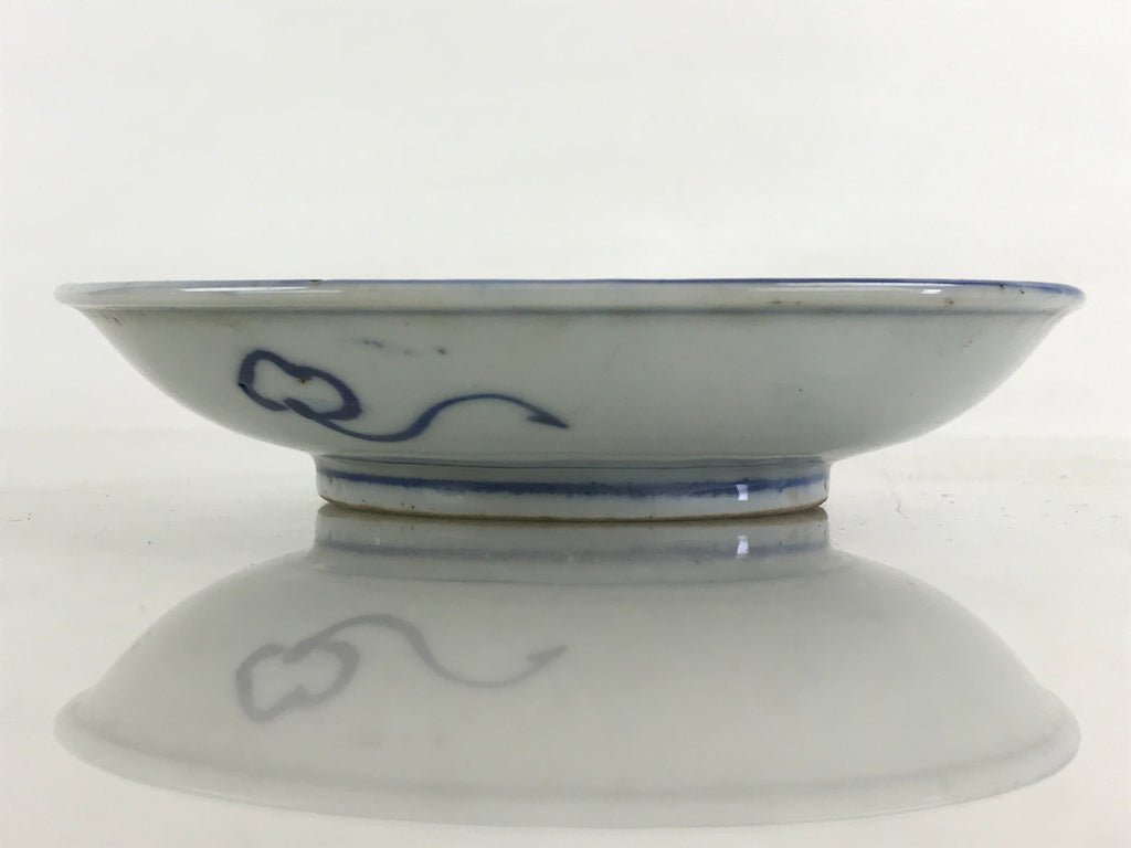Antique Japanese Koimari Porcelain Plate Blue Sometsuke Flower Bird Kozara PY347