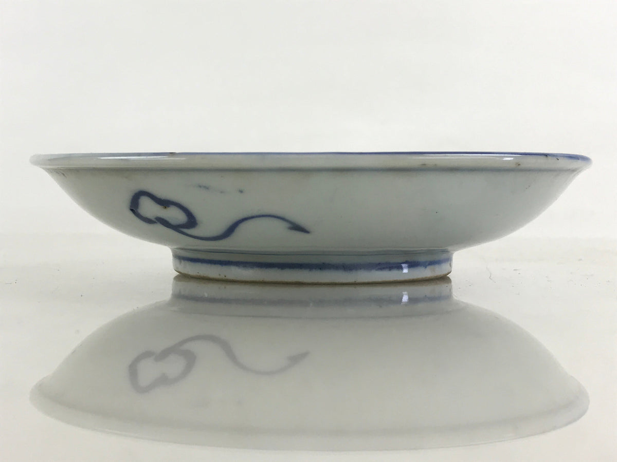 Antique Japanese Koimari Porcelain Plate Blue Sometsuke Flower Bird Kozara PY347