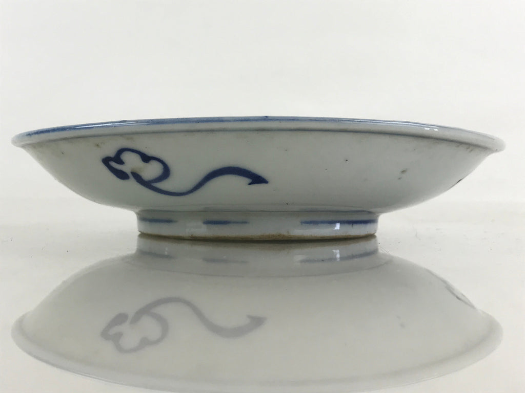 Antique Japanese Koimari Porcelain Plate Blue Sometsuke Flower Bird Kozara PY347