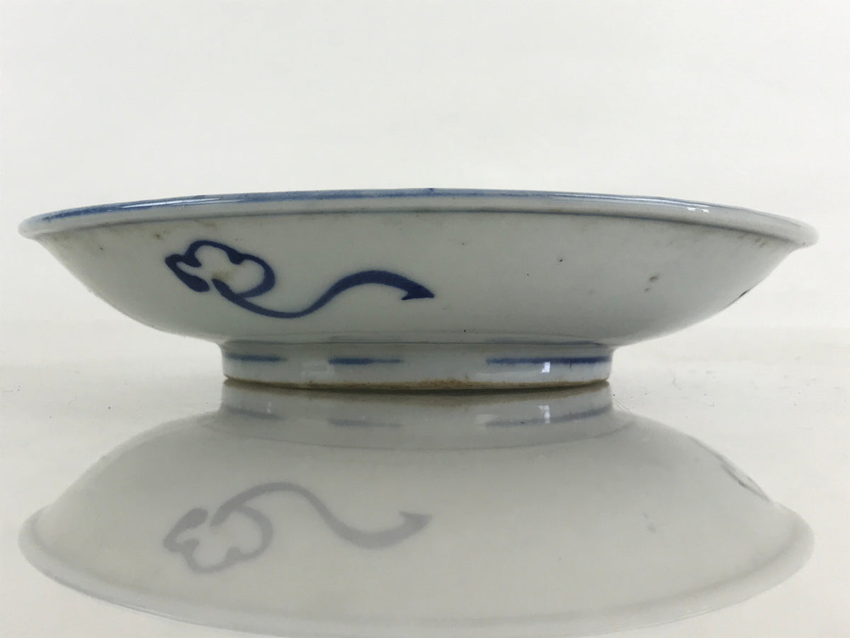 Antique Japanese Koimari Porcelain Plate Blue Sometsuke Flower Bird Kozara PY347