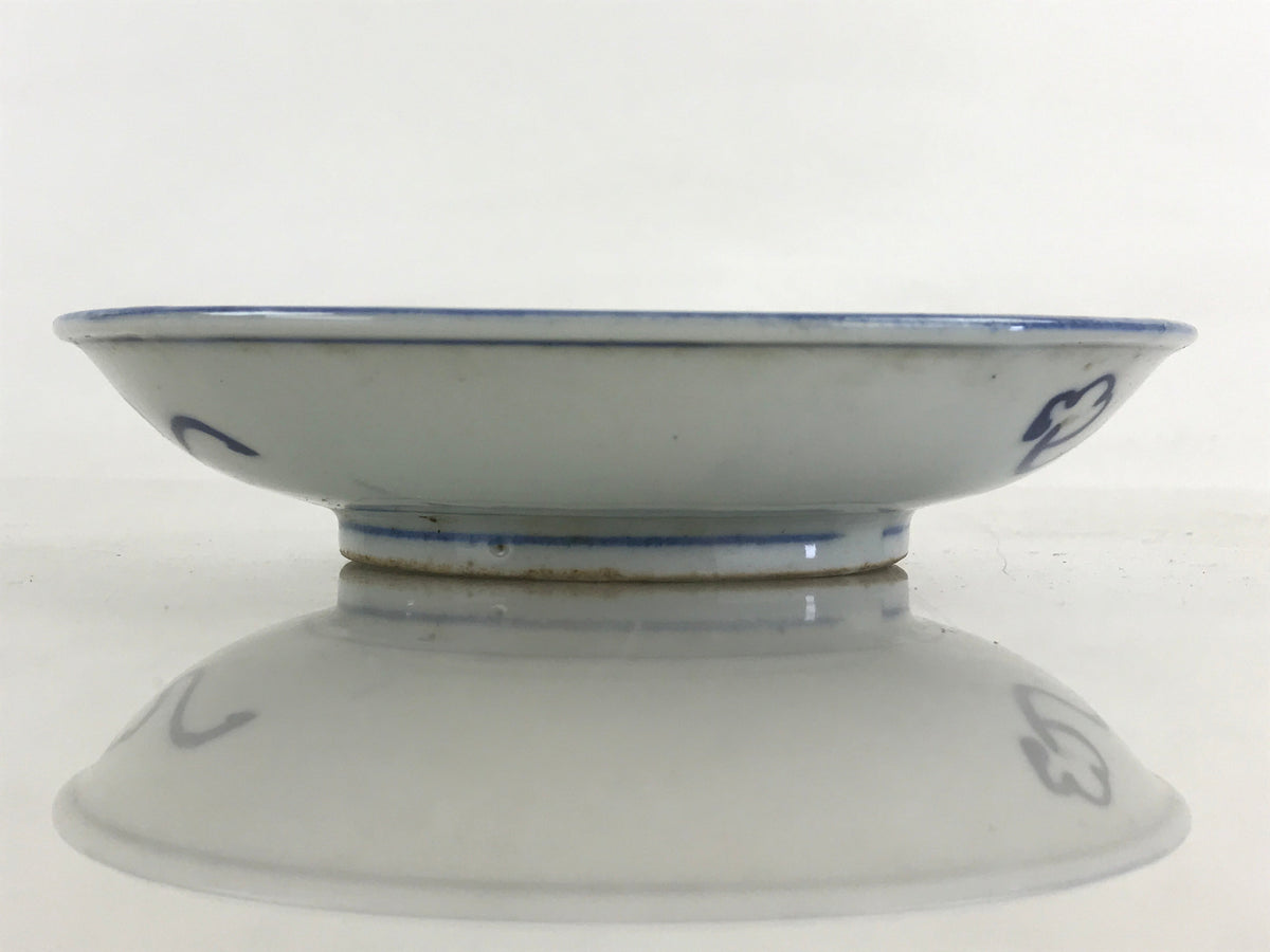Antique Japanese Koimari Porcelain Plate Blue Sometsuke Flower Bird Kozara PY347