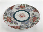 Antique Japanese Kutani Koimari Porcelain Round Plate Peony Red Blue Green PY818
