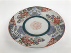 Antique Japanese Kutani Koimari Porcelain Round Plate Peony Red Blue Green PY819