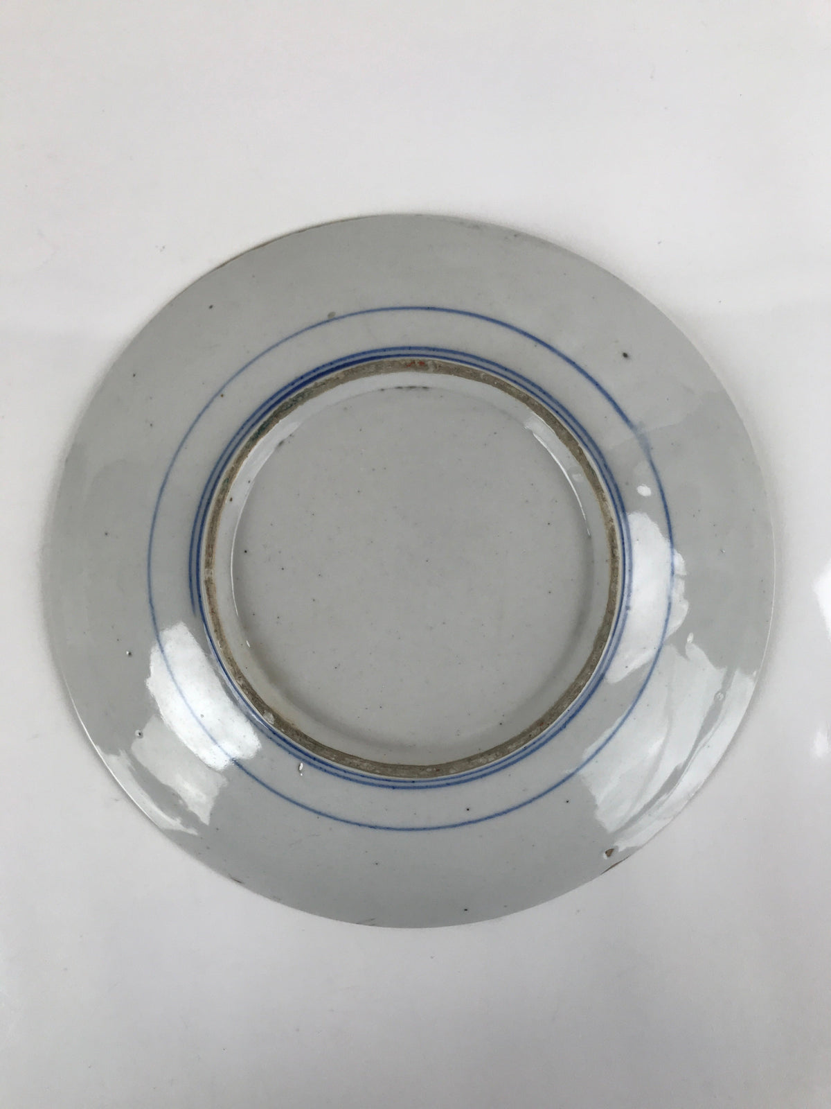 Antique Japanese Kutani Koimari Porcelain Round Plate Peony Red Blue Green PY820