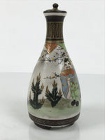 Antique Japanese Kutani Porcelain Lidded Sake Bottle Tokkuri Ebisu Daikoku TS895