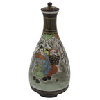 Antique Japanese Kutani Porcelain Lidded Sake Bottle Tokkuri Ebisu Daikoku TS895