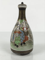 Antique Japanese Kutani Porcelain Lidded Sake Bottle Tokkuri Ebisu Daikoku TS896