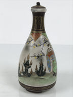 Antique Japanese Kutani Porcelain Lidded Sake Bottle Tokkuri Ebisu Daikoku TS896