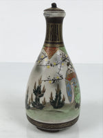 Antique Japanese Kutani Porcelain Lidded Sake Bottle Tokkuri Ebisu Daikoku TS896