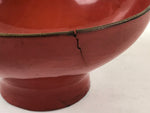 Antique Japanese Lacquer Lidded Bowl Wood Nimonowan Makie Chrysanthemum Red LB80