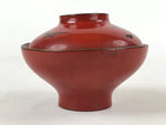 Antique Japanese Lacquer Lidded Bowl Wood Nimonowan Makie Chrysanthemum Red LB80