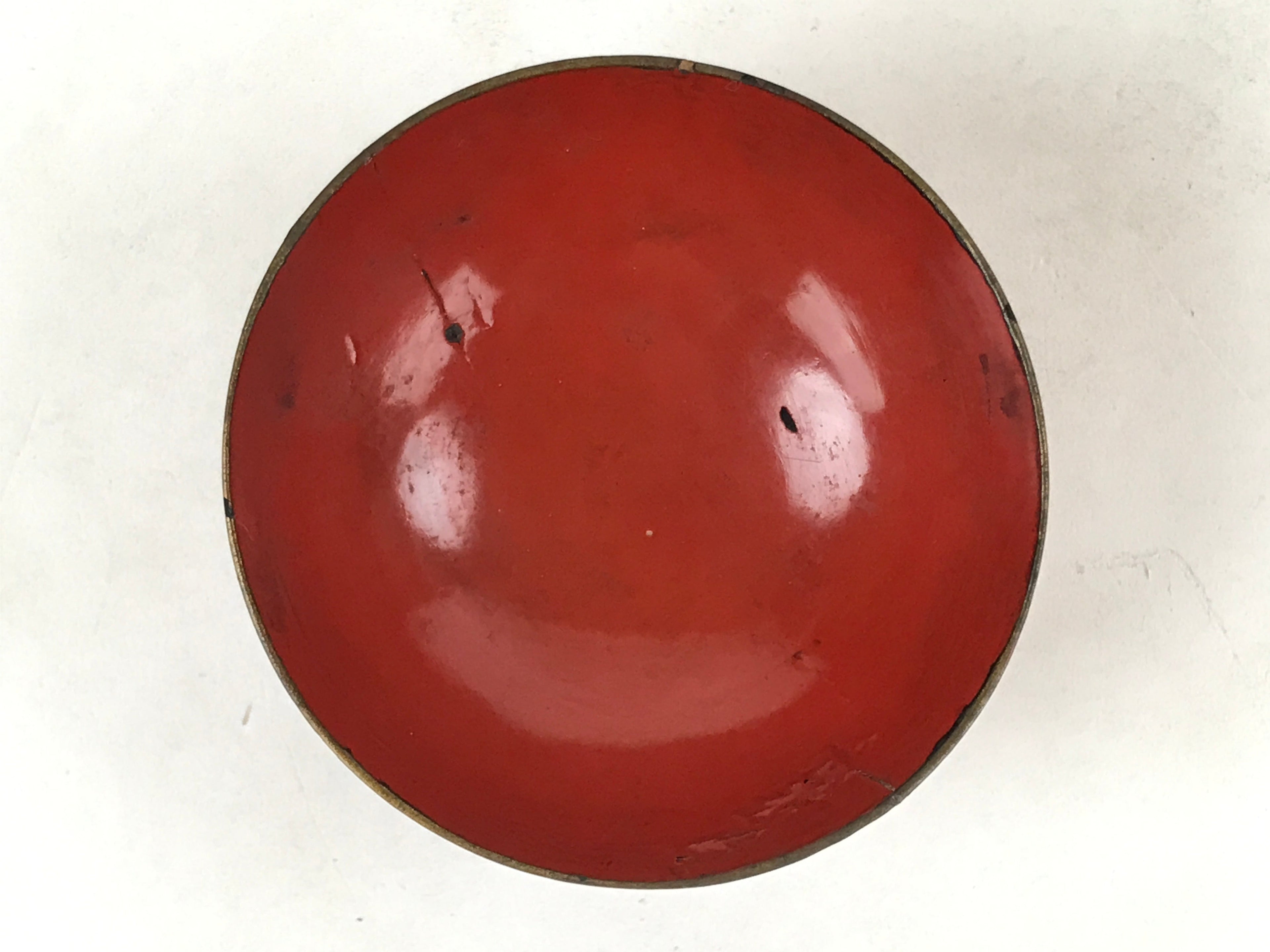 Antique Japanese Lacquer Lidded Bowl Wood Nimonowan Makie Chrysanthemum Red LB81