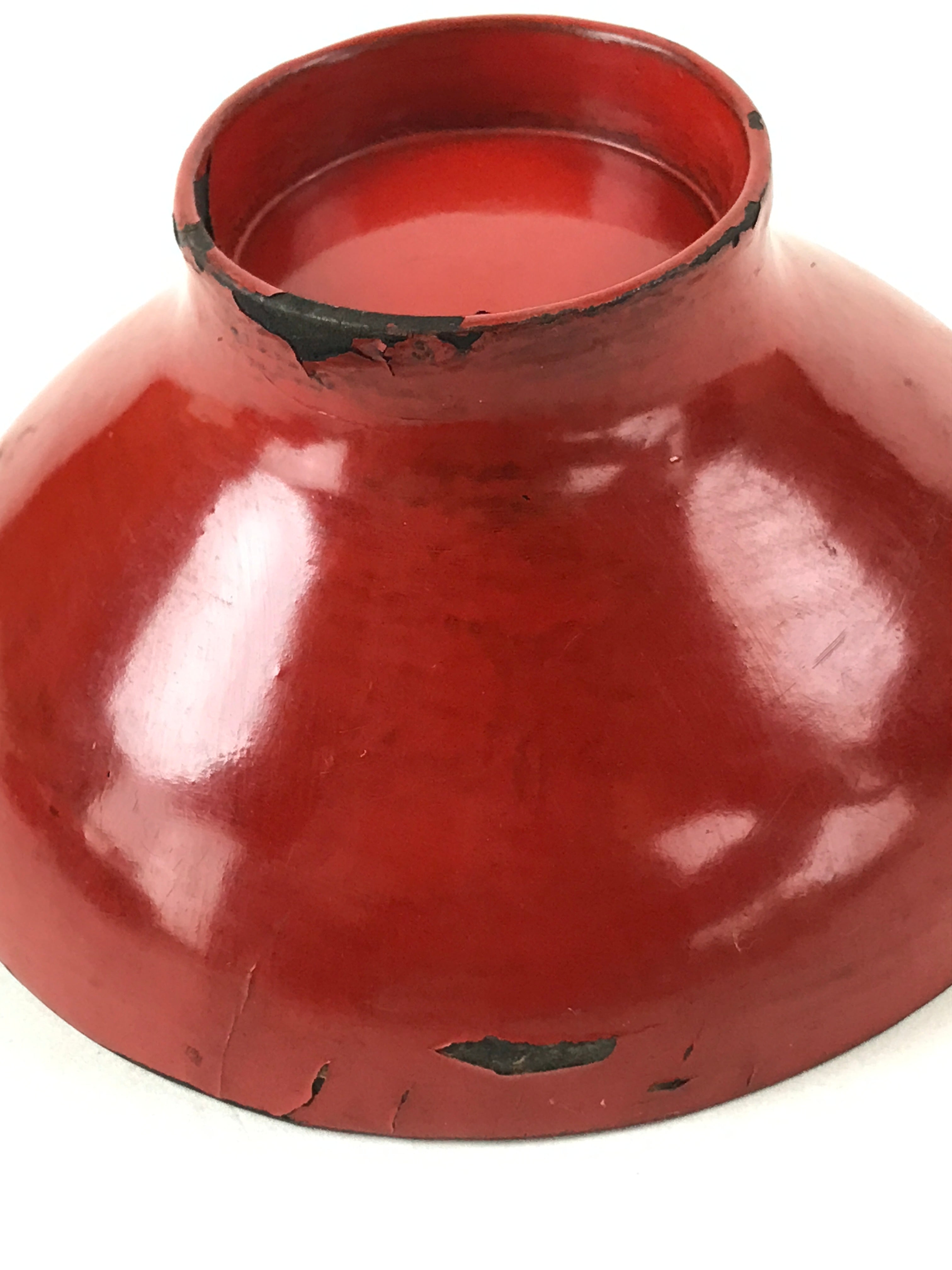 Antique Japanese Lacquer Lidded Bowl Wood Nimonowan Makie Chrysanthemum Red LB81