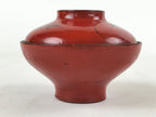 Antique Japanese Lacquer Lidded Bowl Wood Nimonowan Makie Chrysanthemum Red LB81