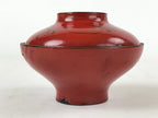 Antique Japanese Lacquer Lidded Bowl Wood Nimonowan Makie Chrysanthemum Red LB81