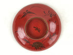 Antique Japanese Lacquer Lidded Bowl Wood Nimonowan Makie Chrysanthemum Red LB81