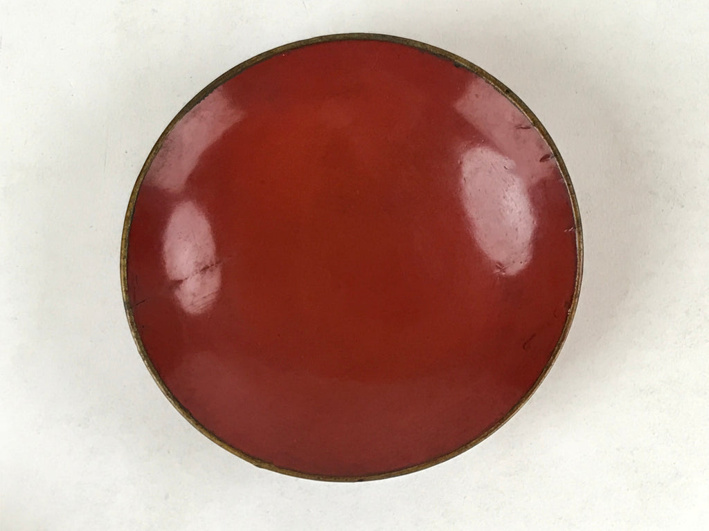 Antique Japanese Lacquer Lidded Bowl Wood Nimonowan Makie Chrysanthemum Red LB81