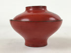 Antique Japanese Lacquer Lidded Bowl Wood Nimonowan Makie Chrysanthemum Red LB82