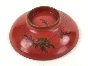 Antique Japanese Lacquer Lidded Bowl Wood Nimonowan Makie Chrysanthemum Red LB82