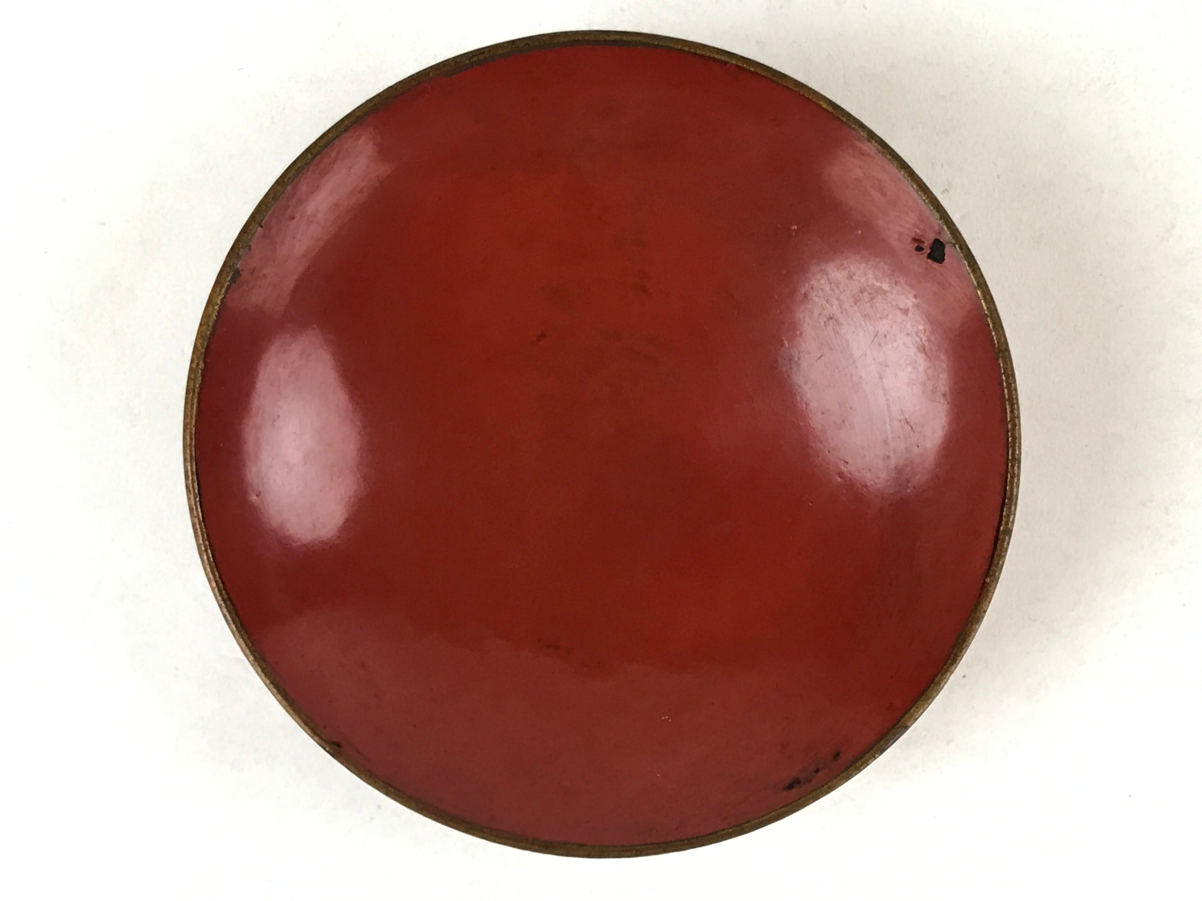 Antique Japanese Lacquer Lidded Bowl Wood Nimonowan Makie Chrysanthemum Red LB82