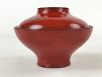 Antique Japanese Lacquer Lidded Bowl Wood Nimonowan Makie Chrysanthemum Red LB83