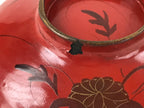 Antique Japanese Lacquer Lidded Bowl Wood Nimonowan Makie Chrysanthemum Red LB84