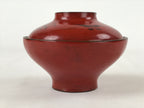 Antique Japanese Lacquer Lidded Bowl Wood Nimonowan Makie Chrysanthemum Red LB84
