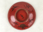 Antique Japanese Lacquer Lidded Bowl Wood Nimonowan Makie Chrysanthemum Red LB84