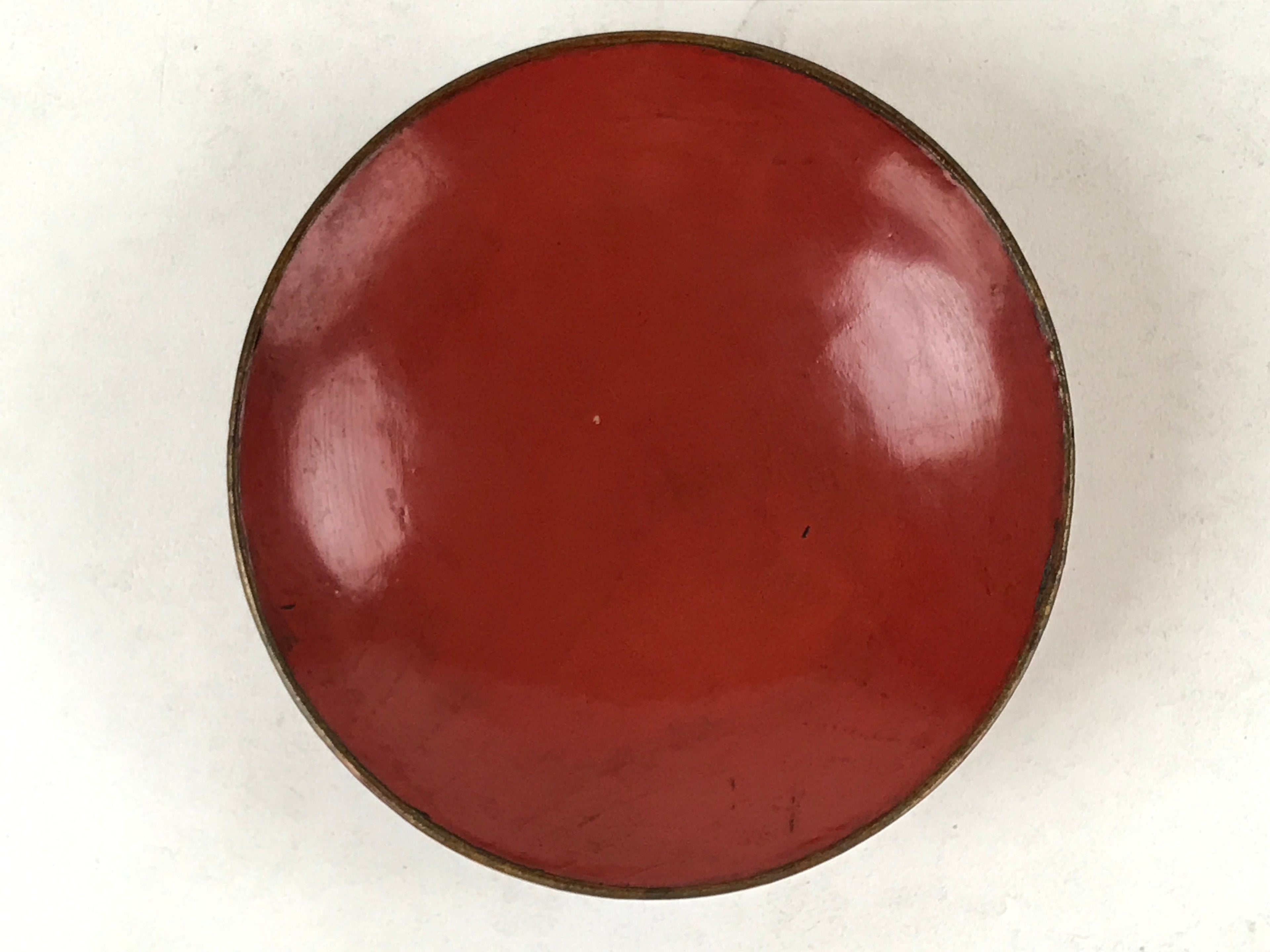 Antique Japanese Lacquer Lidded Bowl Wood Nimonowan Makie Chrysanthemum Red LB84