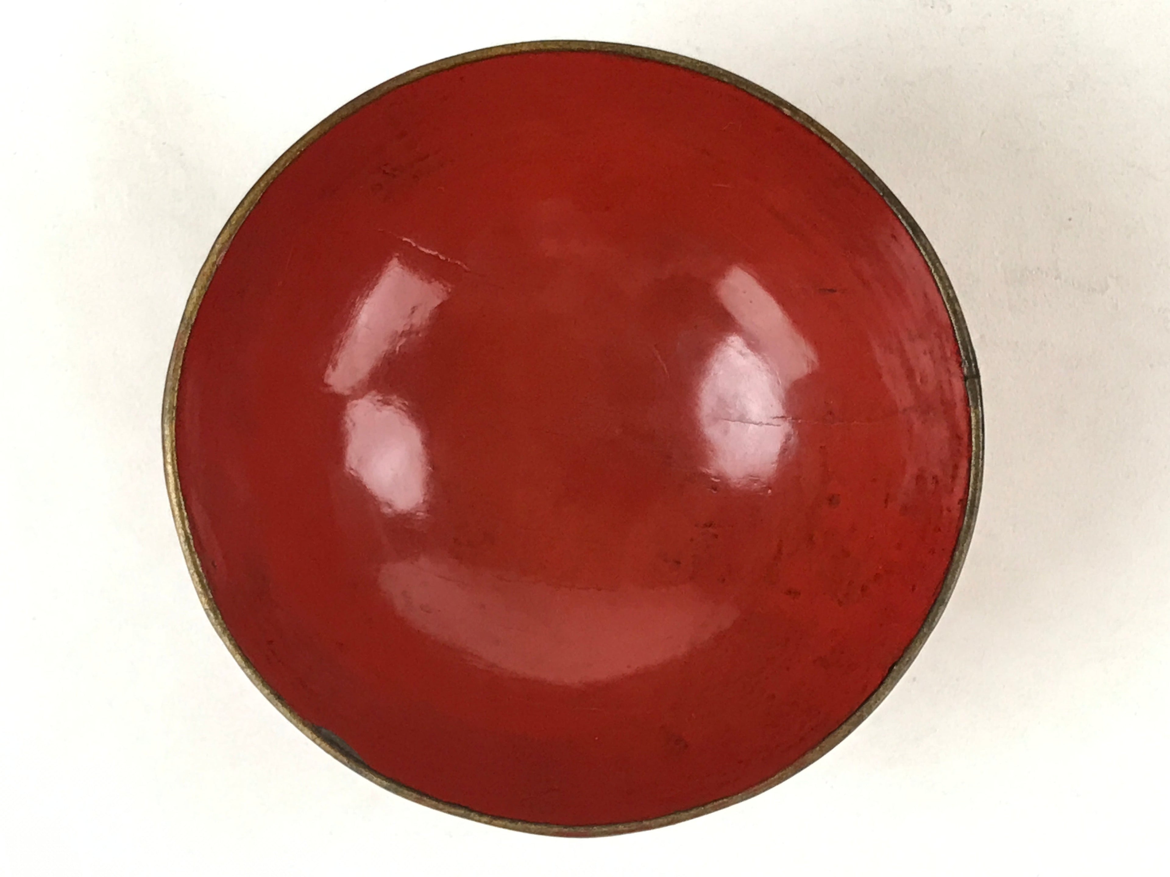 Antique Japanese Lacquer Lidded Bowl Wood Nimonowan Makie Chrysanthemum Red LB84
