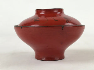 Antique Japanese Lacquer Lidded Bowl Wood Nimonowan Makie Chrysanthemum Red LB85