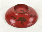 Antique Japanese Lacquer Lidded Bowl Wood Nimonowan Makie Chrysanthemum Red LB85